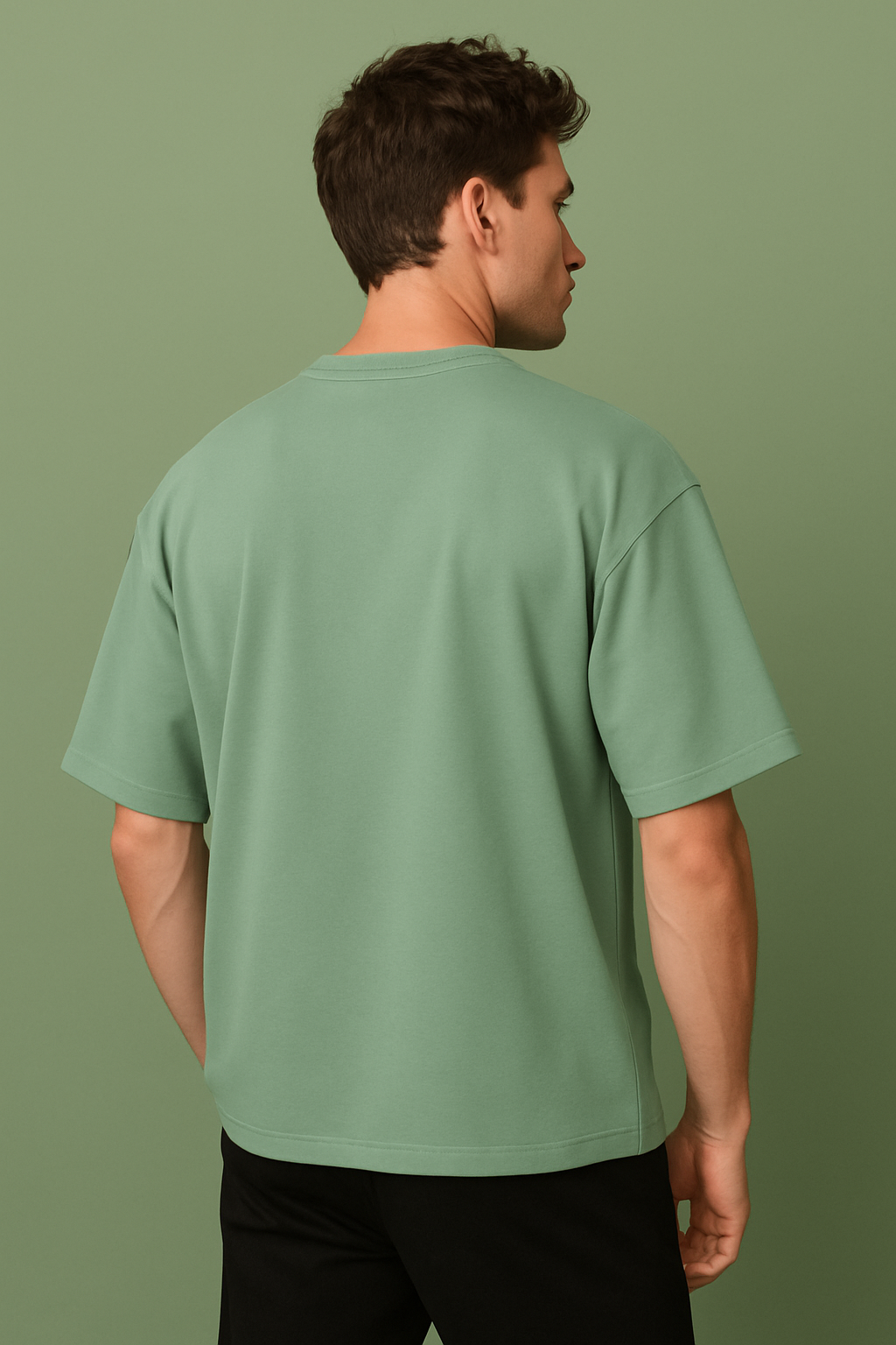Serenity Flow: Oversized 260GSM French Terry Tee in Jade