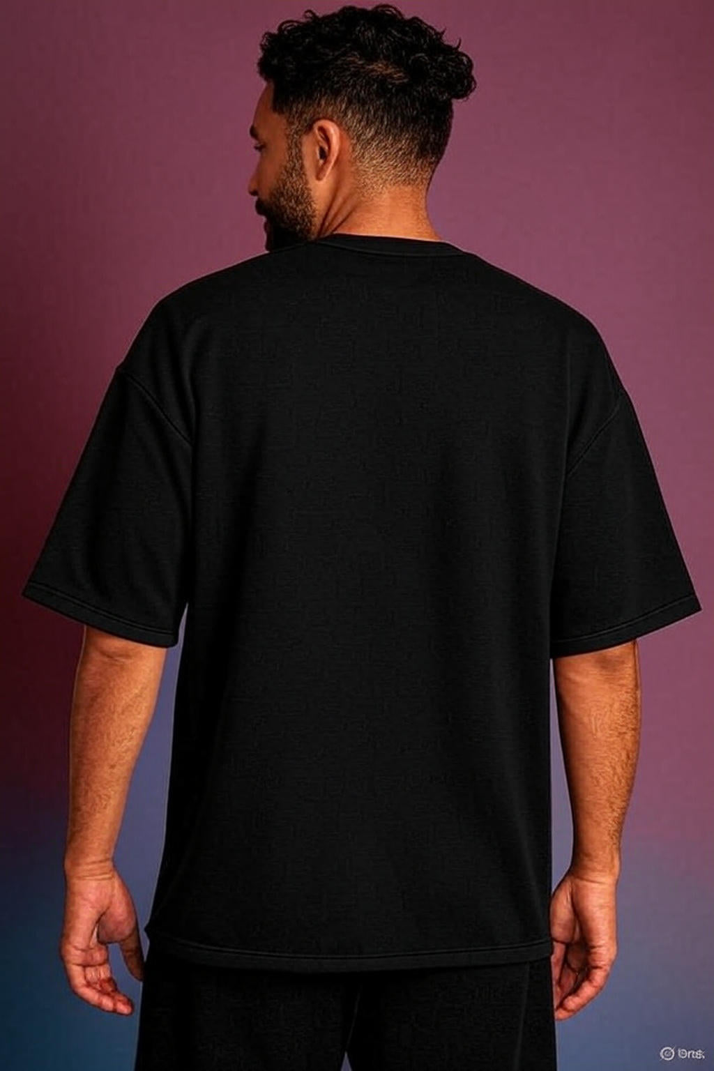 Midnight Drift: Oversized 260GSM French Terry Tee in Black