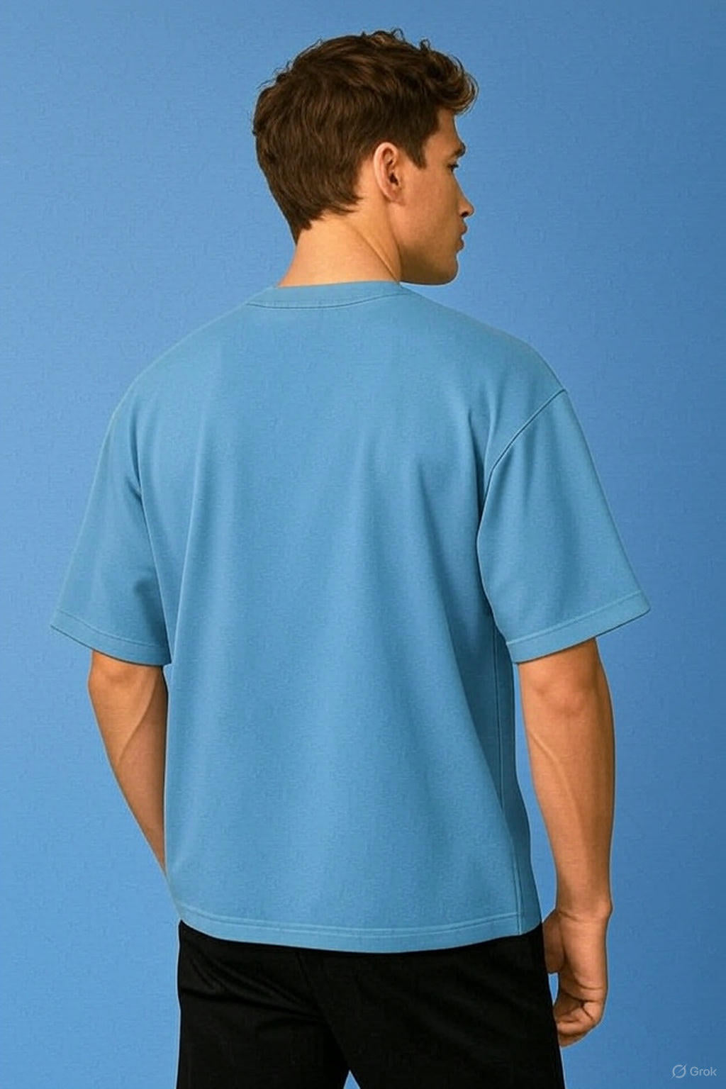 Cozy Baby Blue Bliss: Oversized 260GSM French Terry Tee