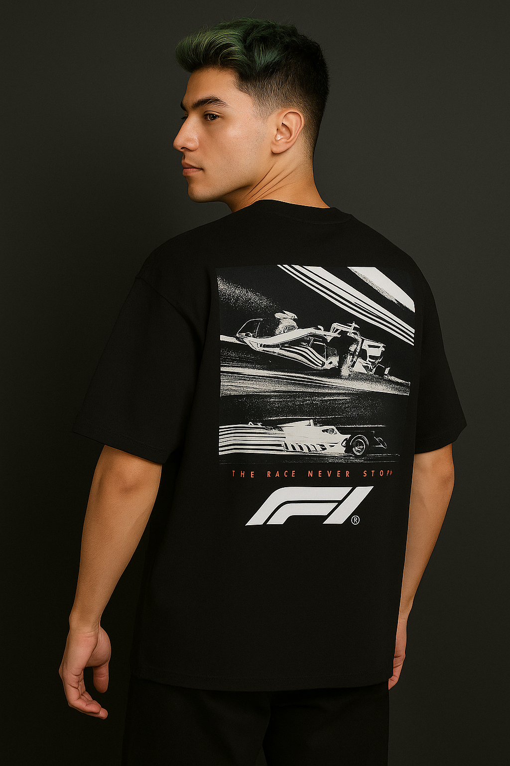 F1-THE RACE NEVER STOPS |260 GSM OVERSIZE FRENCH TERRY