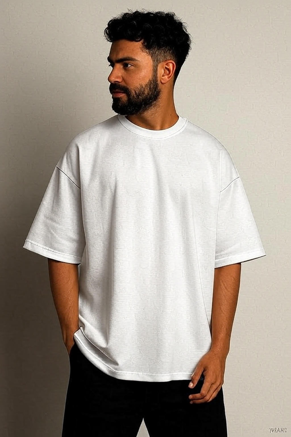 Pure Ease: Oversized 260GSM French Terry Tee in White